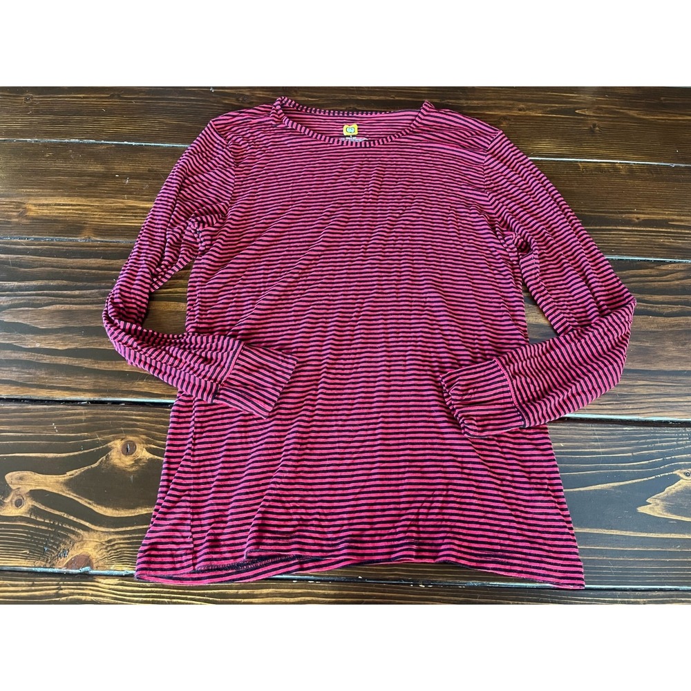 Spread Good Cheer Shirt, Womens Large, Red Black, Striped, Nursing Scrub Top
